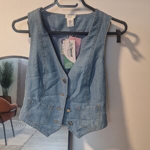 Sigrid Olsen Light Blue Tencel Vest